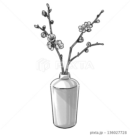 梅_モノクロ 136027728