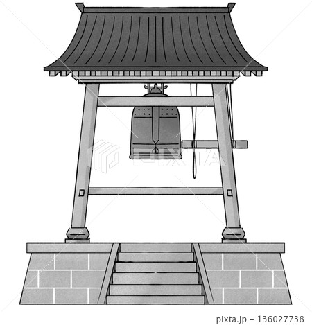 除夜の鐘_モノクロ 136027738
