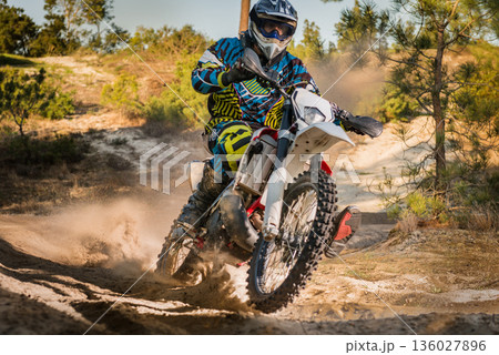 Enduro bike rider 136027896