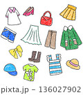 いろんな洋服の手描きイラストセット 136027902