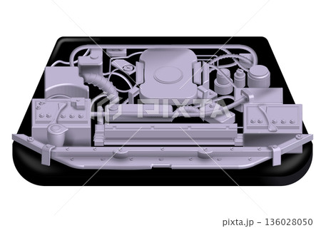 車のエンジンルーム部品のイラスト 車のエンジンルーム部品のイラスト 136028050