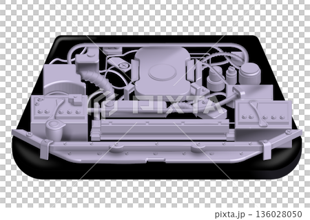 車のエンジンルーム部品のイラスト 車のエンジンルーム部品のイラスト 136028050