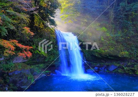 光さす秋の慈恩の滝（大分県玖珠町） 136028227
