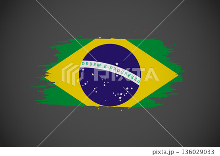 Brazil Flag with Artistic Brushstroke Effect. 136029033