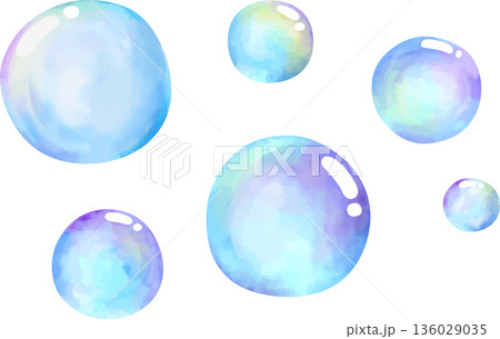 水彩　シャボン玉素材 136029035