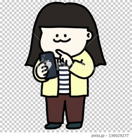 スマホでニュースをチェックする女の子 スマホでニュースをチェックする女の子 136029277