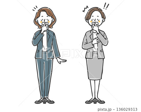びっくりしているキャリアウーマン　全身　ベクター 136029313