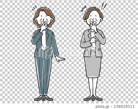 びっくりしているキャリアウーマン　全身　ベクター 136029313