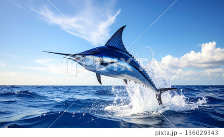 Swordfish Jumping Out of the Ocean 136029343