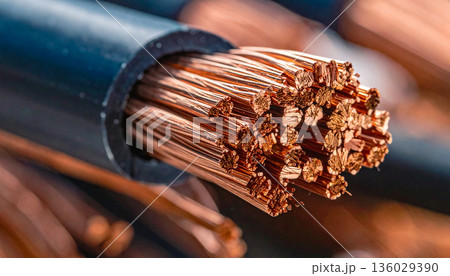 Copper Electrical Wires Close-Up 136029390