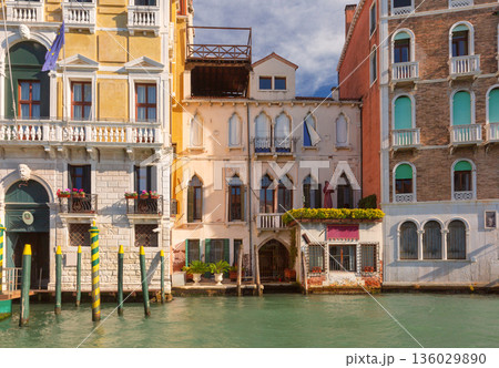 Colorful Historic Canalfront Buildings in Venice, Italy Colorful Historic Canalfront Buildings in Venice, Italy 136029890