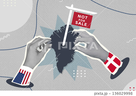 Greenland and USA conflict concept illustration 136029998