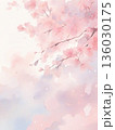 水彩で描いた桜の花のイラスト縦1 136030175