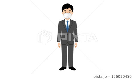 マスクをしたスーツの男性 136030450