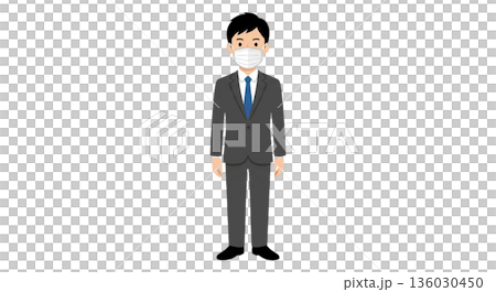 マスクをしたスーツの男性 136030450