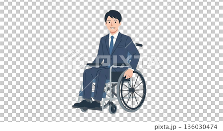 車椅子（バリアフリー・新人男性） 136030474