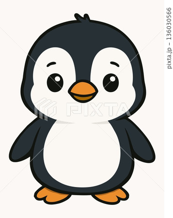 Cute cartoon penguin character illustration 136030566