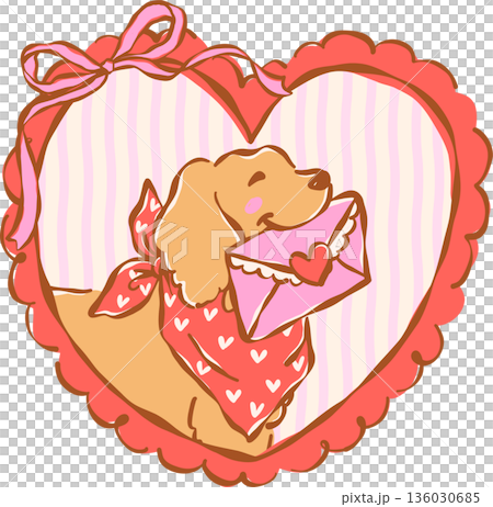 Cute Valentine Dog Wear Bandana in Heart Vintage Frame Whimsical Hand Drawn Cute Valentine Dog Wear Bandana in Heart Vintage Frame Whimsical Hand Drawn 136030685