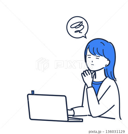 会議前にアイデアが思い浮かばない女性（こじらせ） 136031129