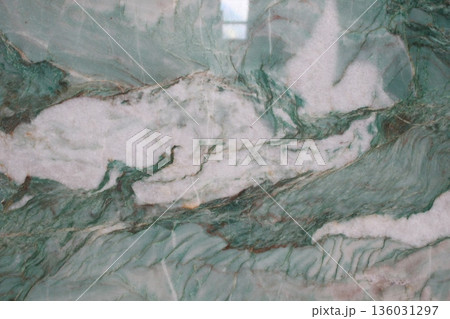 Surface texture of botanic wave quartzite with sharp green vein contrast and dramatic white areas Surface texture of botanic wave quartzite with sharp green vein contrast and dramatic white areas 136031297
