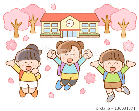 新学期に使える新1年生のイラスト 136031371