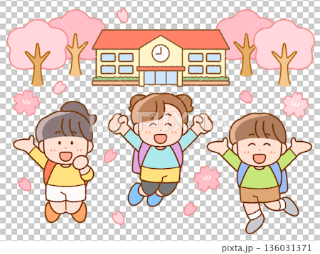 新学期に使える新1年生のイラスト 136031371