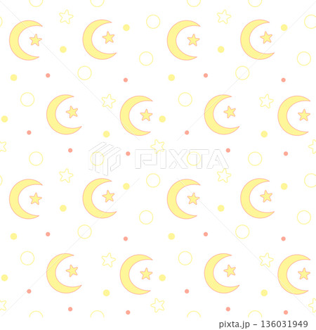 Cute Seamless Pattern Ramadan Background with Muslim Kids Praying and Festive Elements 136031949