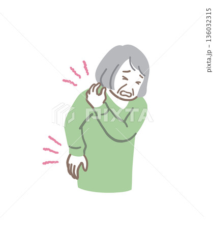 関節痛に悩まされるシニア女性のイラスト素材 136032315