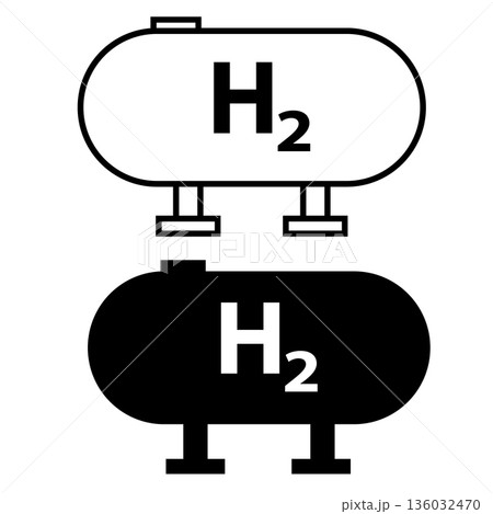 Hydrogen gas tank icon. Hydrogen tank sign. Hydrogen gas storage tank symbol. flat style. 136032470
