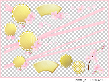 桜の和風飾り メダル ラッピング 136032908