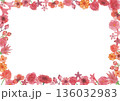 水彩風赤い花のフレーム 136032983