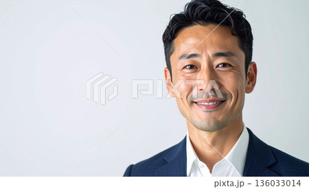 優しい表情の日本人男性会社員 クリーンなビジネスイメージ 優しい表情の日本人男性会社員 クリーンなビジネスイメージ 136033014