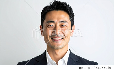 優しい表情の日本人男性会社員 クリーンなビジネスイメージ 優しい表情の日本人男性会社員 クリーンなビジネスイメージ 136033016