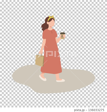 Walking woman with coffee Walking woman with coffee 136033275