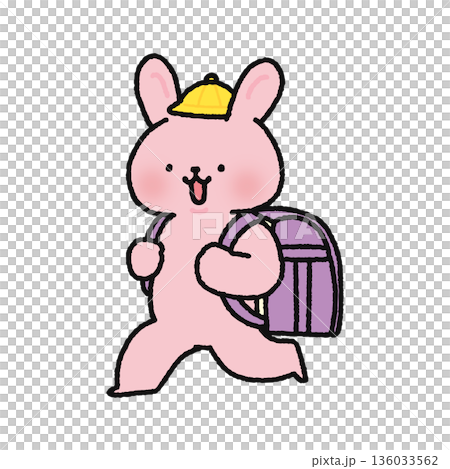 可愛的兔子背著書包 136033562