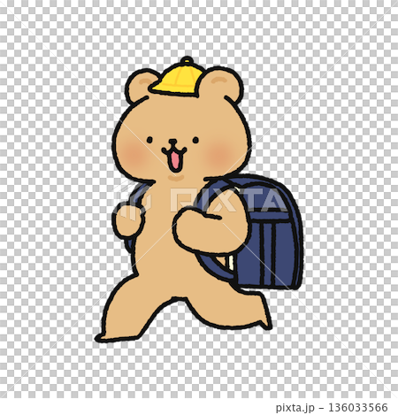 可愛的熊背著書包 136033566