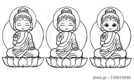 セット・釈迦如来(03)（モノクロ 136033690