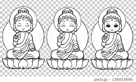 セット・釈迦如来(03)（モノクロ 136033690