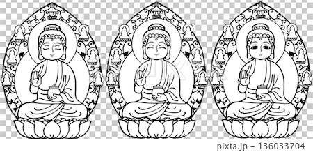 セット・薬師如来(B)(モノクロ セット・薬師如来(B)(モノクロ 136033704