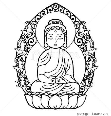 阿弥陀如来(B)（モノクロ 136033709