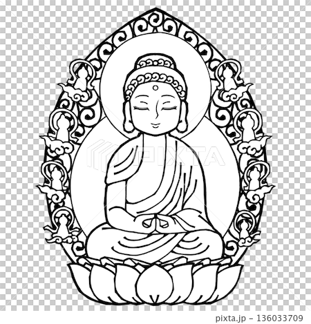 阿弥陀如来(B)（モノクロ 136033709