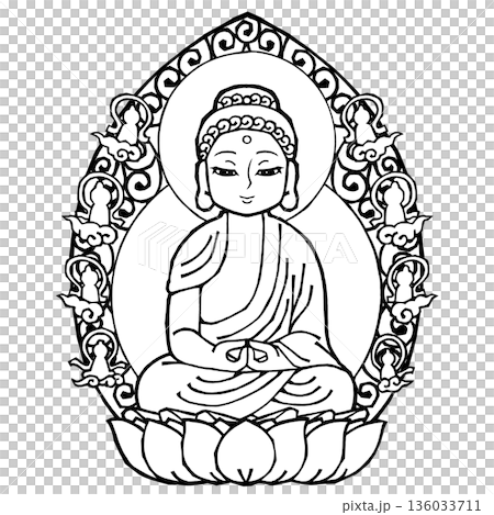 Amitabha Buddha (B) (Open Eyes, Monochrome) 136033711