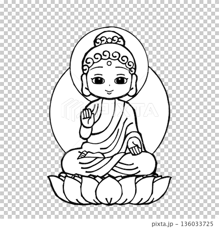 釈迦如来(03)（開眼・モノクロ 136033725