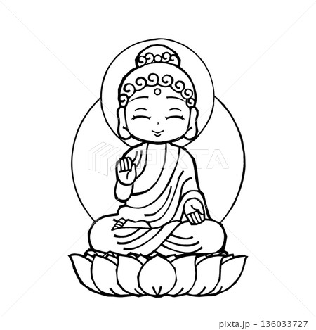 釈迦如来(03)（笑・モノクロ 136033727