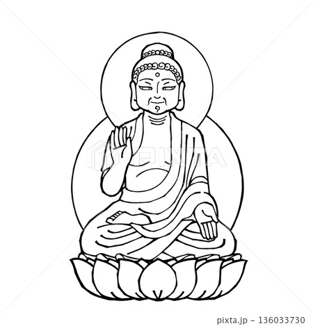 釈迦如来(C)（モノクロ 136033730