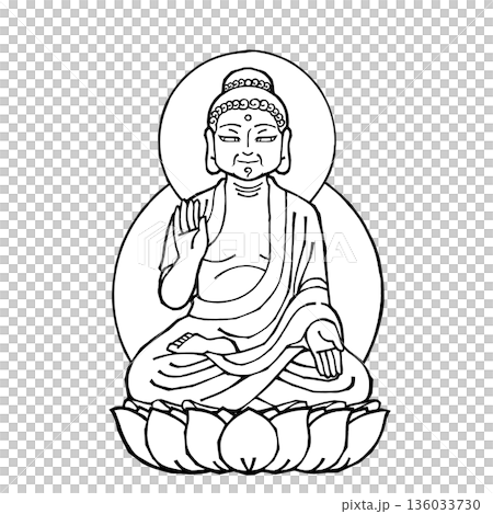 釈迦如来(C)（モノクロ 136033730