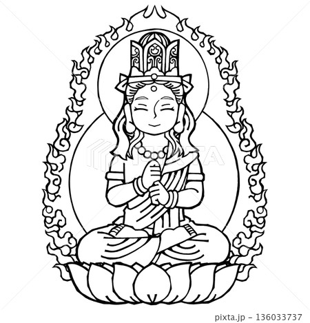 大日如来（B)（金剛界・笑・モノクロ 136033737