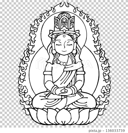 大日如来（B)（胎蔵界・モノクロ 136033739