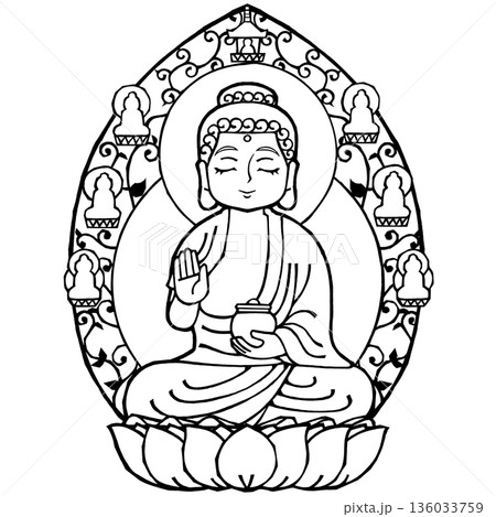 薬師如来(B)(モノクロ 薬師如来(B)(モノクロ 136033759