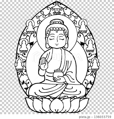 薬師如来(B)(モノクロ 薬師如来(B)(モノクロ 136033759